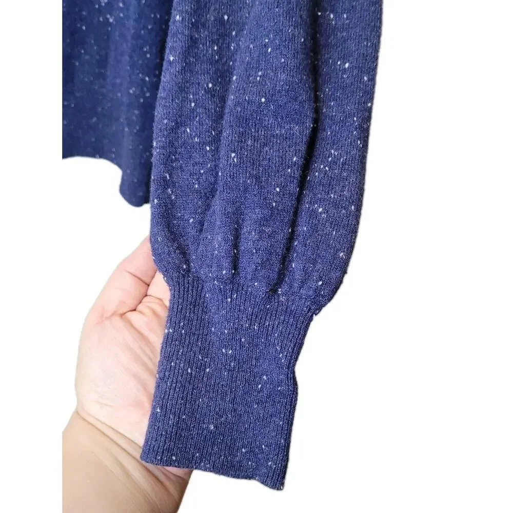 Everlane Womens Cashmere Round Neck Sweater in Indigo Donegal Small Quiet Luxury